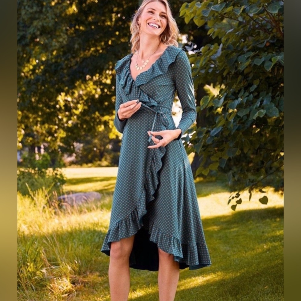 Cotton knit wrap dress